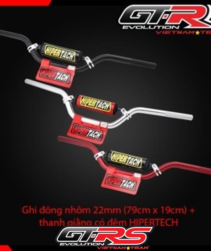S/Ghi đông nhôm 22mm mẫu thấp (74*12) + thanh giằng có đệm HIPERTECH
